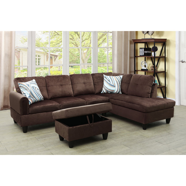 Lifestyle Furniture Right Hand Facing Sofa & Chaise with Ottoman Wayfair Canada